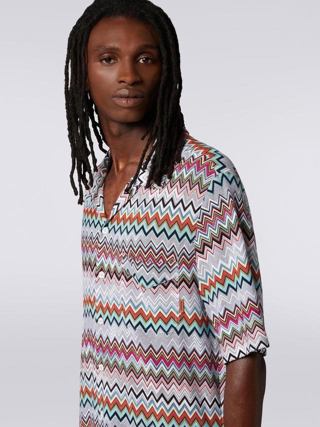 Short-sleeved cotton and viscose bowling shirt Multicoloured | Missoni Product Image