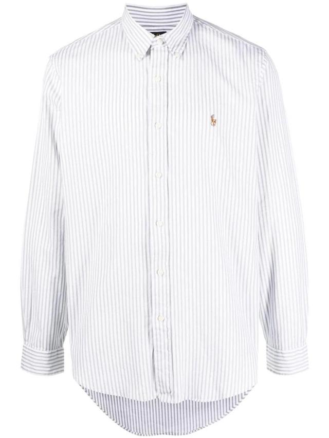 Striped Button-down Shirt In Gray Product Image