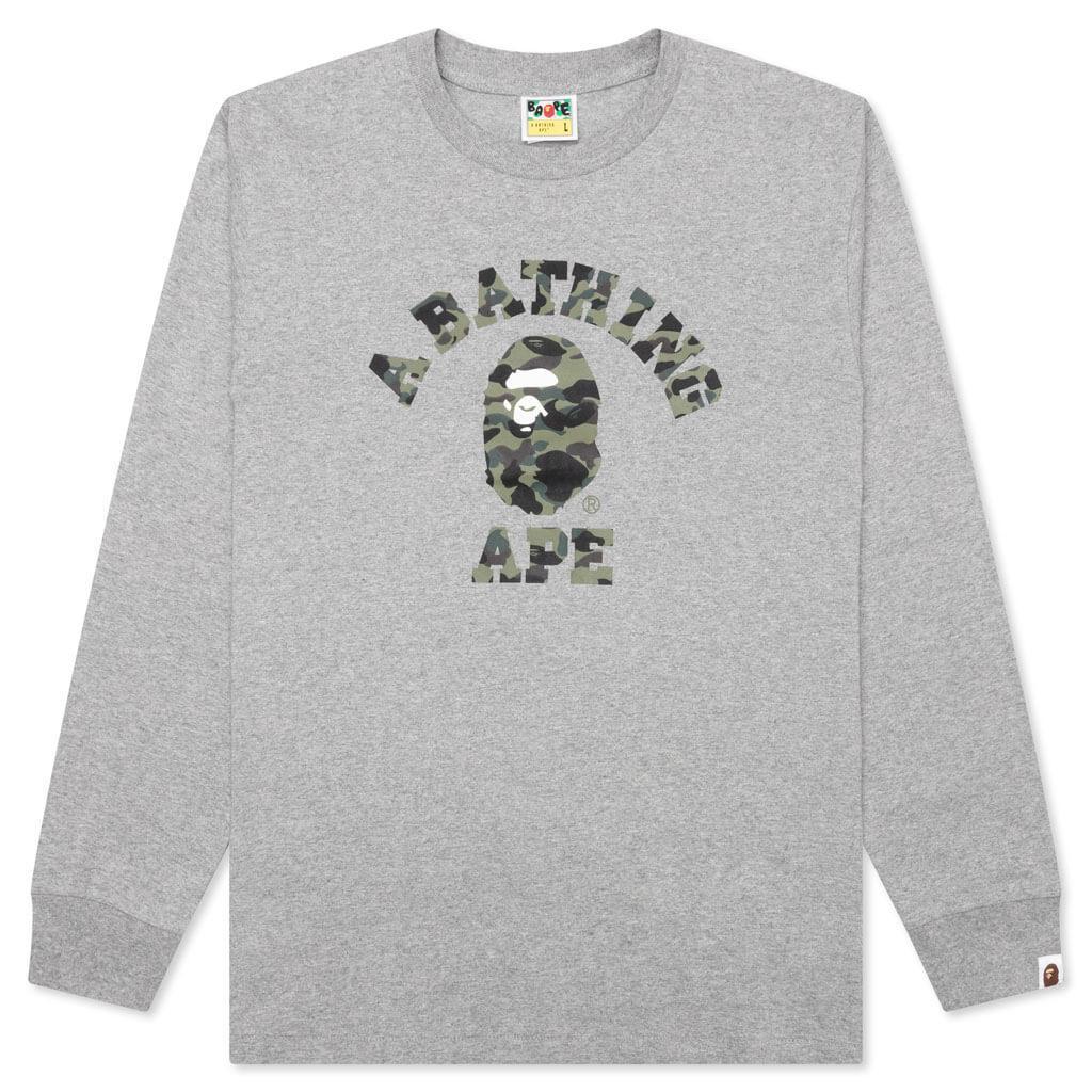 1st Camo College Long Sleeve Tee - Grey/Green Male Product Image