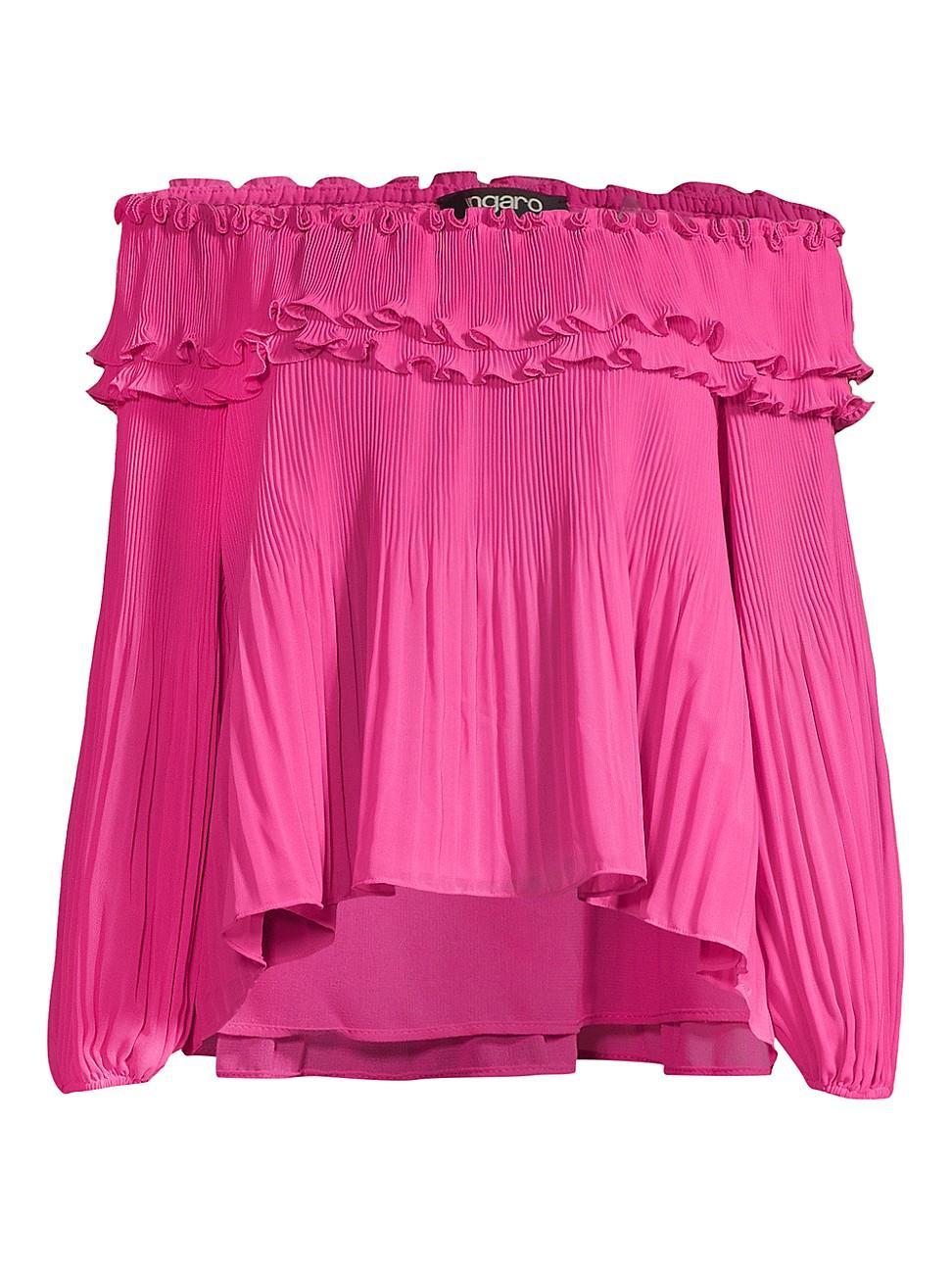 Womens Emilia Pleated Crepe Chiffon Blouse Product Image