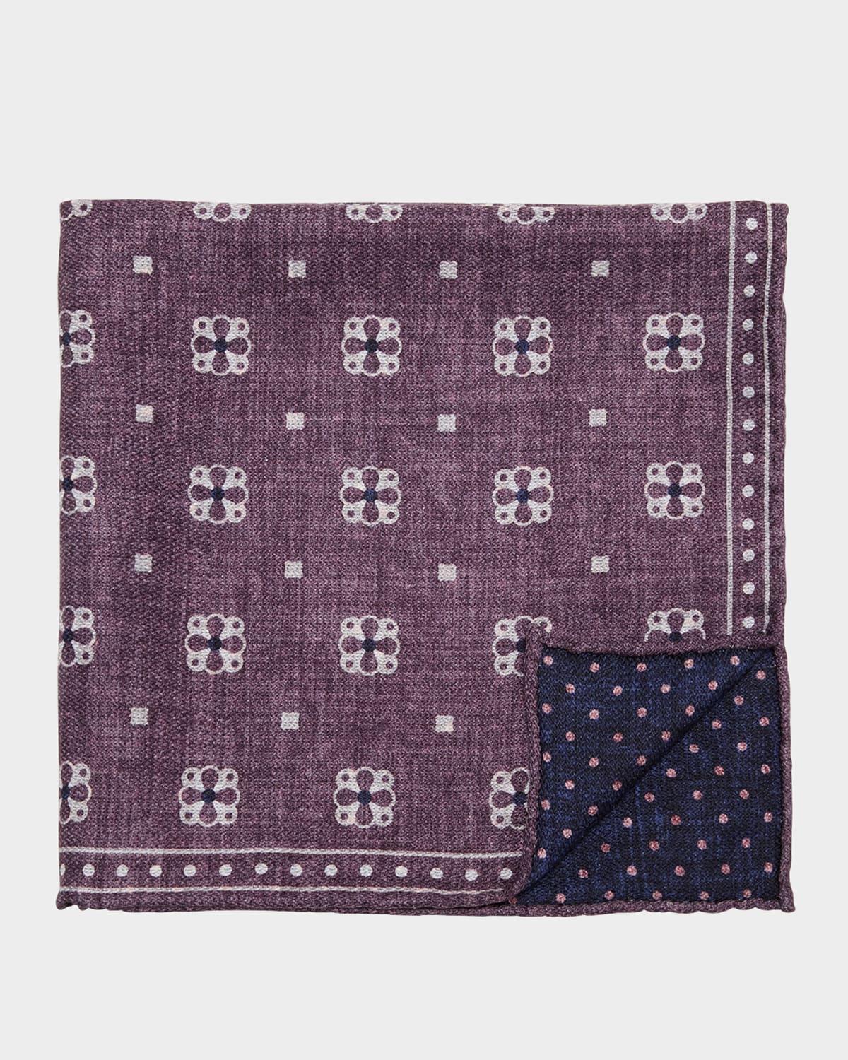 Men's Silk Geometric Pocket Square Product Image