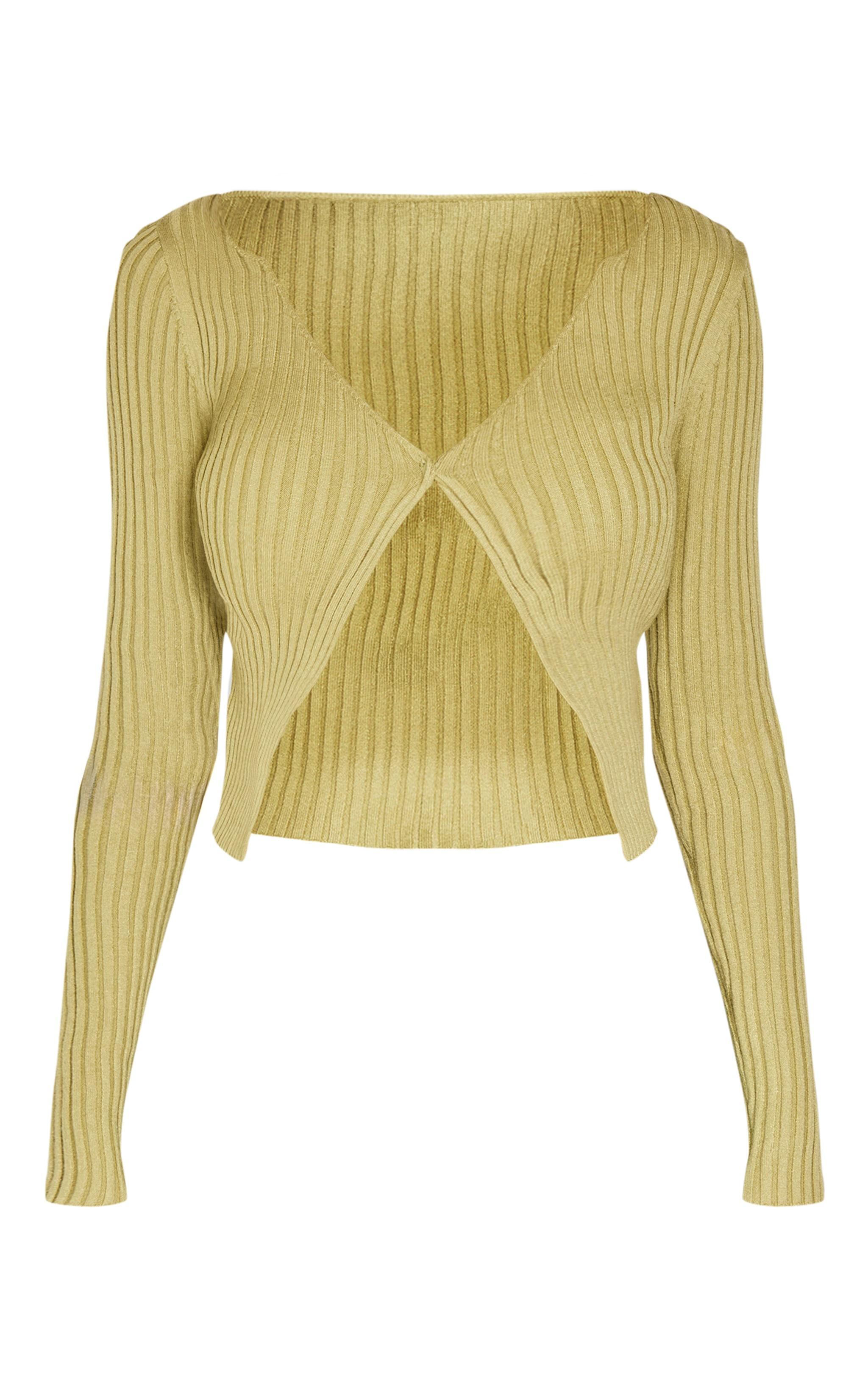 Olive Knit Double Layer Top Product Image