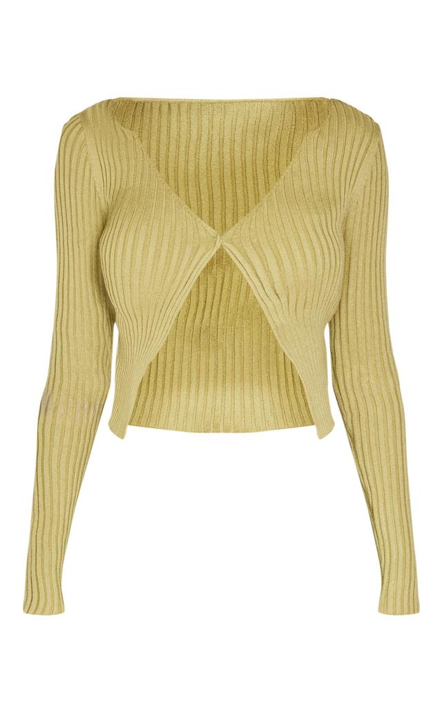 Olive Knit Double Layer Top Product Image