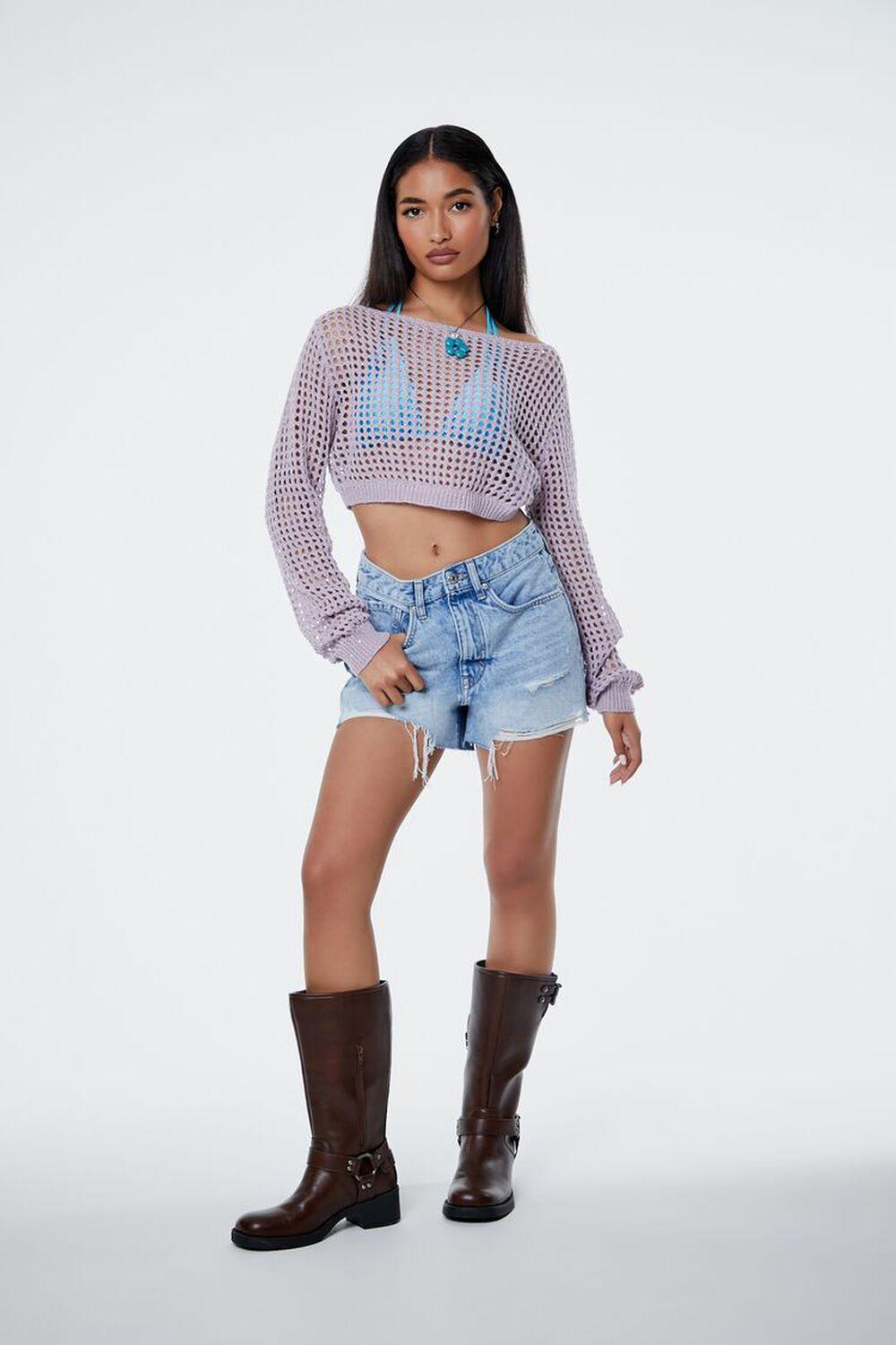 Cropped Open-Knit Sweater Top | Forever 21 Product Image