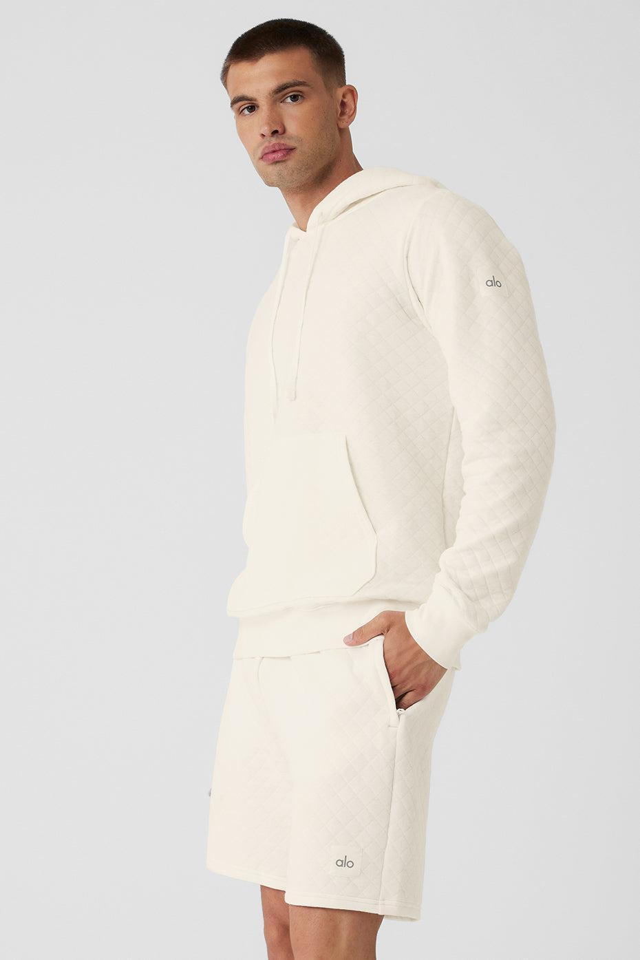 Quilted Stadium Hoodie - Ivory Male Product Image