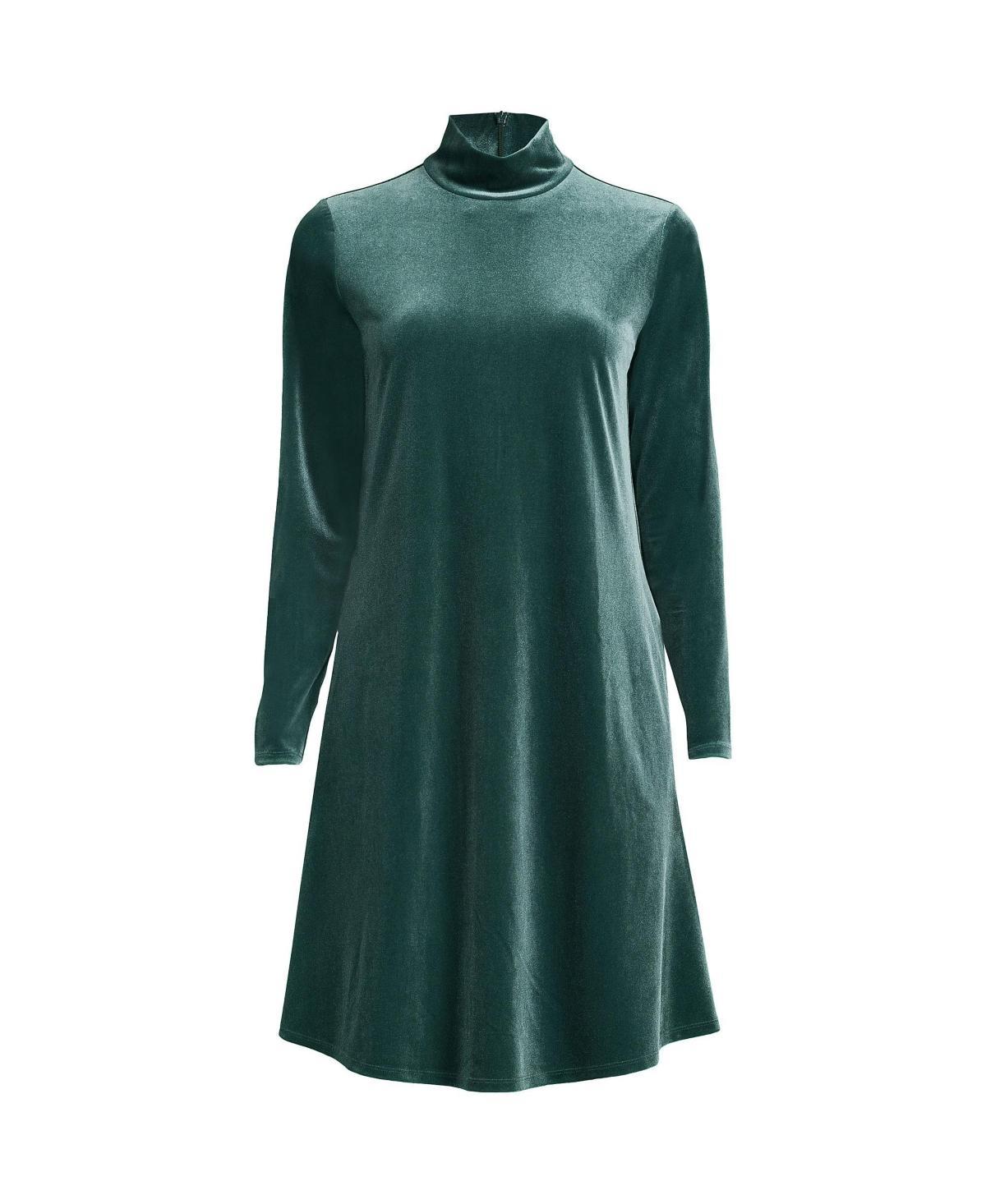 Womens Lands End Long Sleeve Velvet Turtleneck Dress Product Image