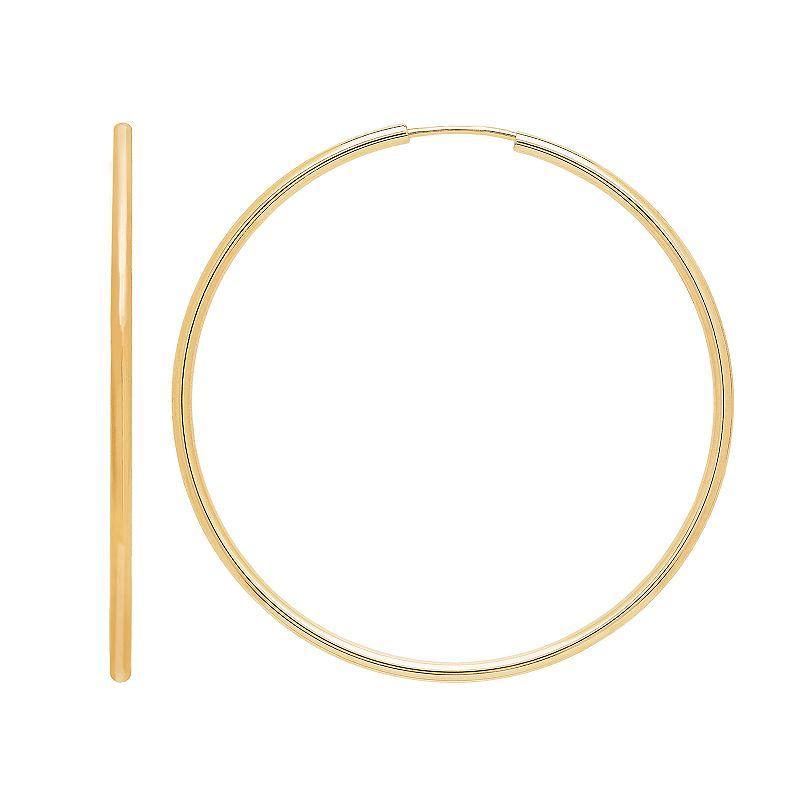 Everlasting Gold 14k Gold Endless Hoop Earrings, Womens Product Image