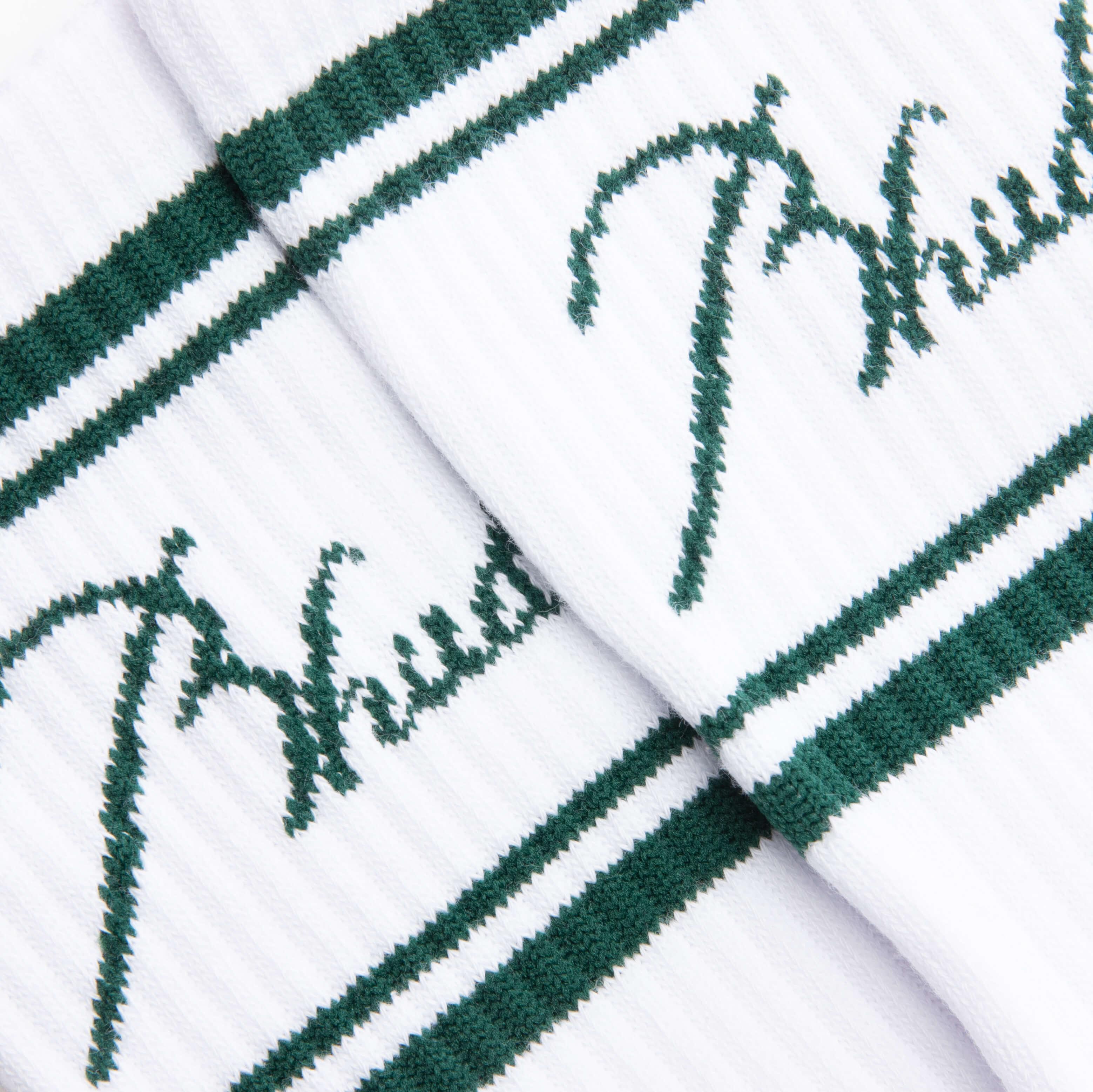 Script Logo Sock - White/Green Male Product Image