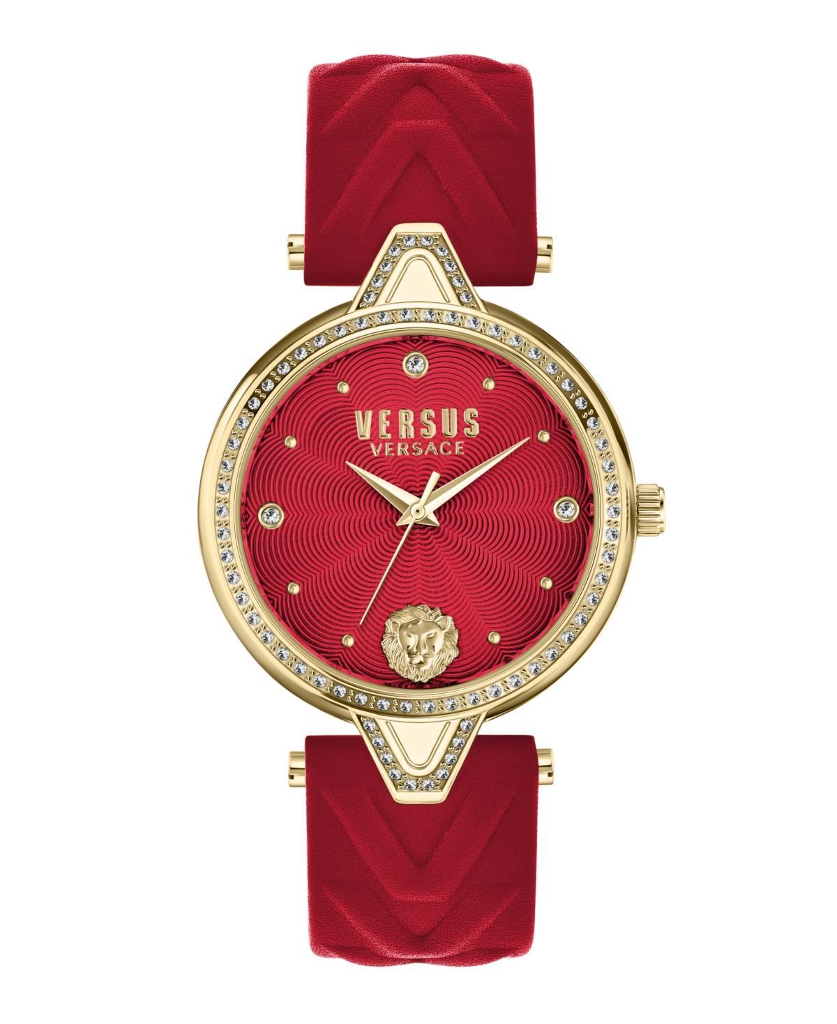 Versus Versace Womens V Versus Crystal Red Leather Watch 34MM Product Image