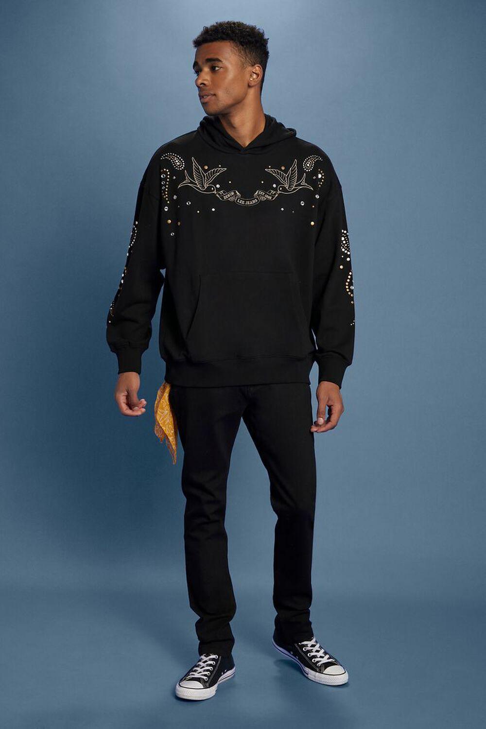 Lee Embroidered Rhinestone Hoodie | Forever 21 Product Image