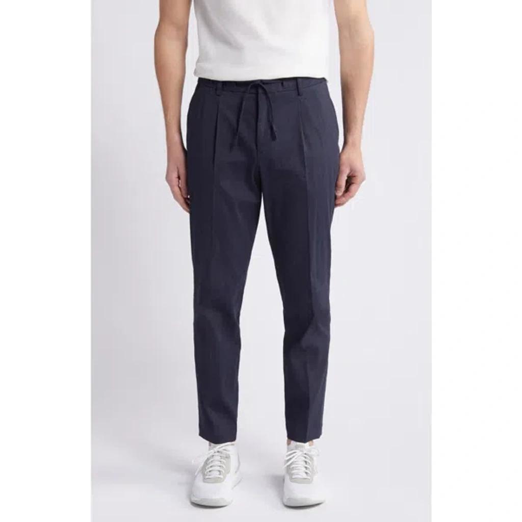 Relaxed-fit Trousers In A Linen Blend In Dark Blue Product Image