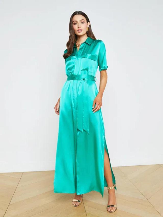 Klement Silk Shirt Dress In Bright Seafoam Product Image