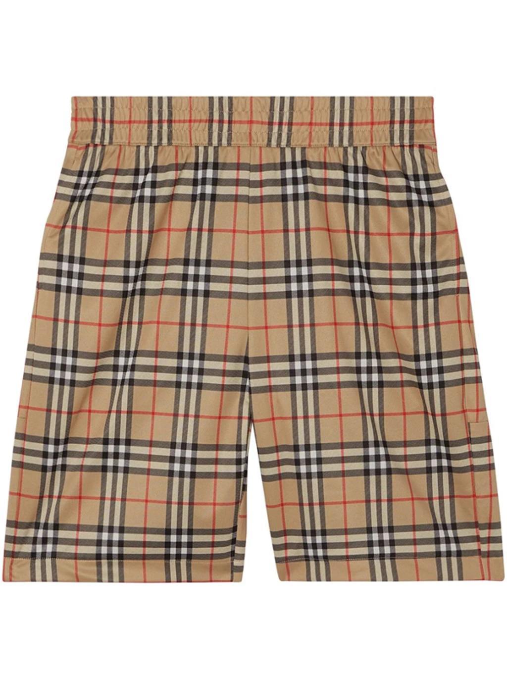 Check-print Shorts In Beige Product Image