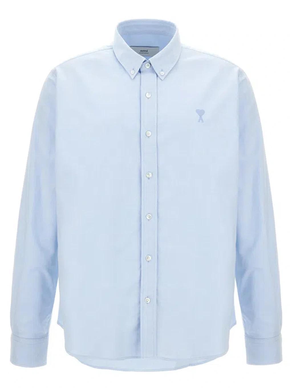 AMI ALEXANDRE MATTIUSSI Heart Friend Button-down Collar Shirt In Light Blue Product Image