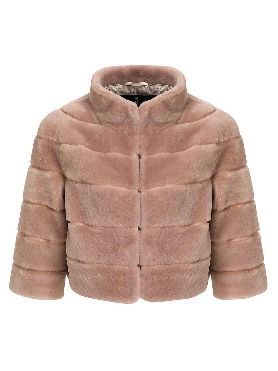 Womens Shearling Lamb Bolero Coat Product Image