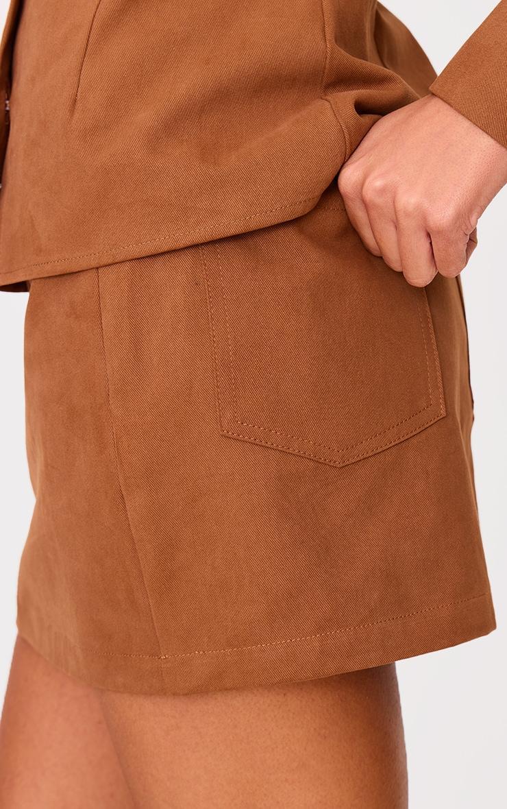  Tan Twill Mid Rise Mini Skirt  Product Image