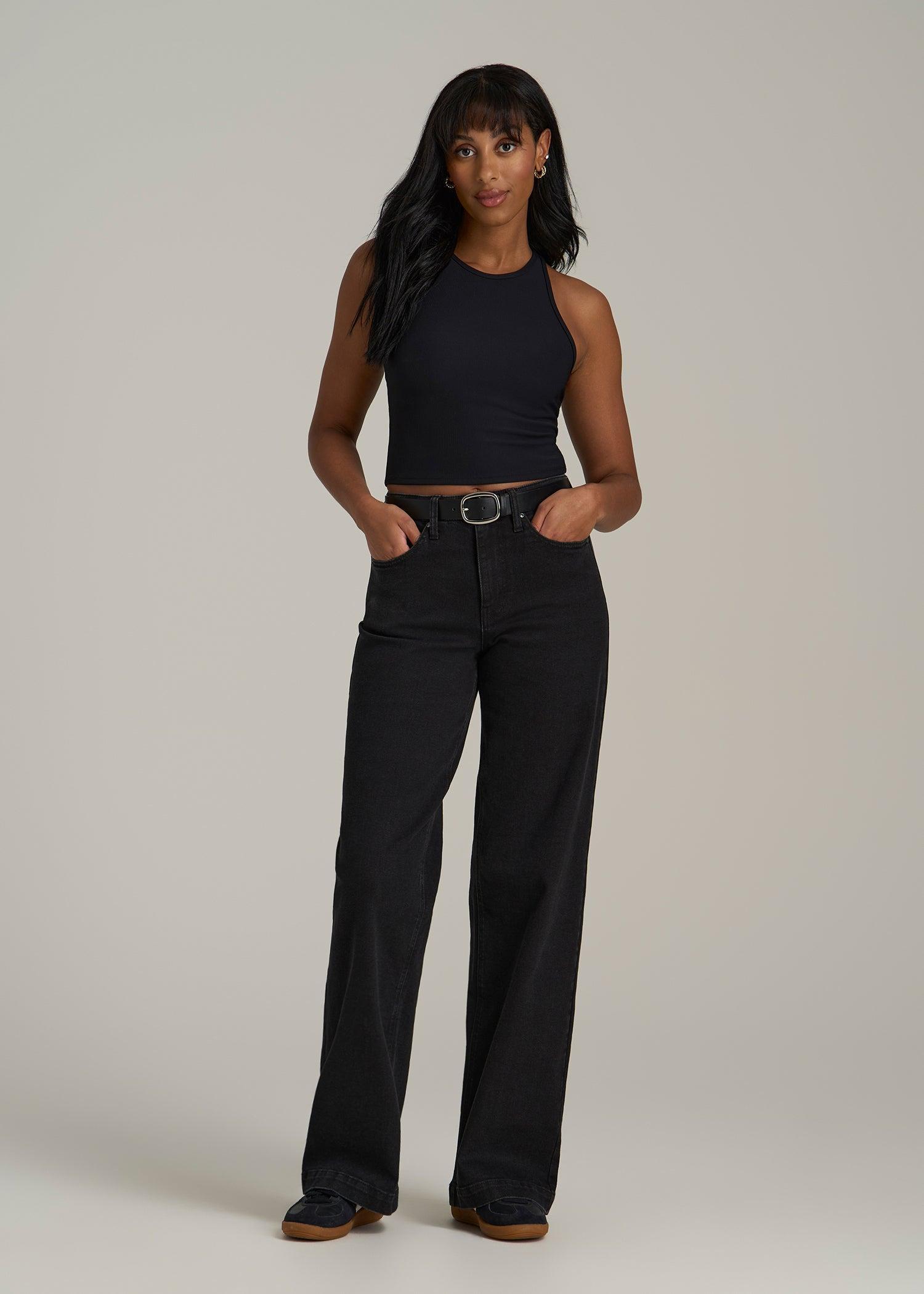 Luna High Rise Wide Leg Tall Jeans for Women in Onyx Black Wash product image