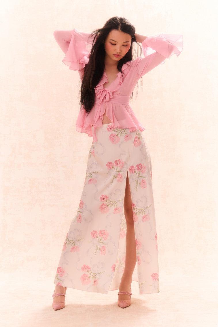 Connie Silk Floral Maxi Skirt Product Image