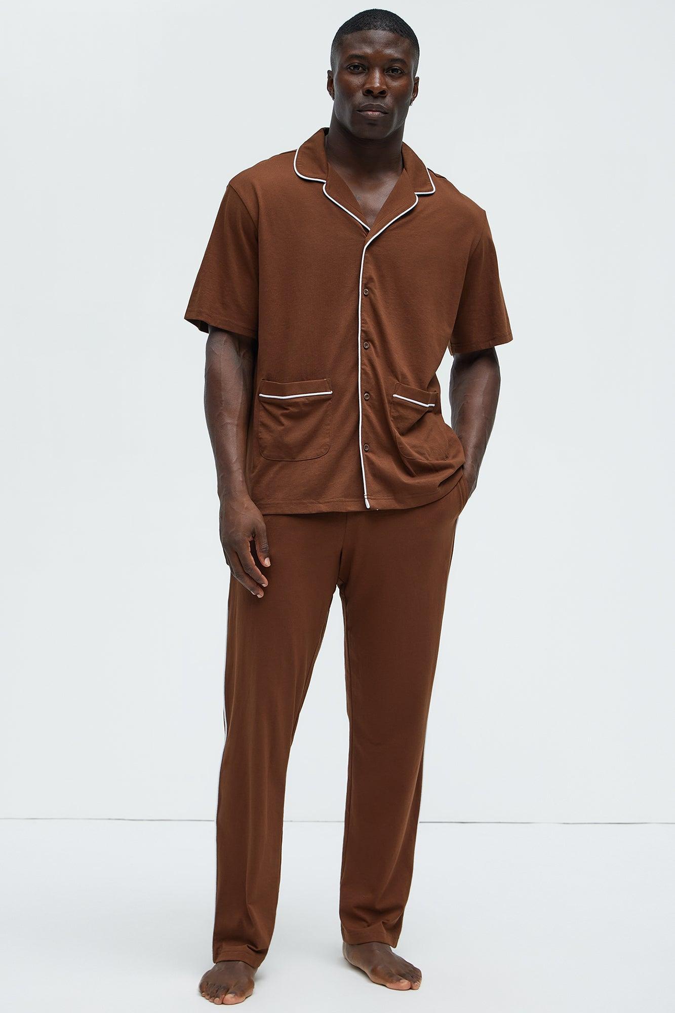 Modal Relaxed Pajama Short Sleeve - Brown Product Image