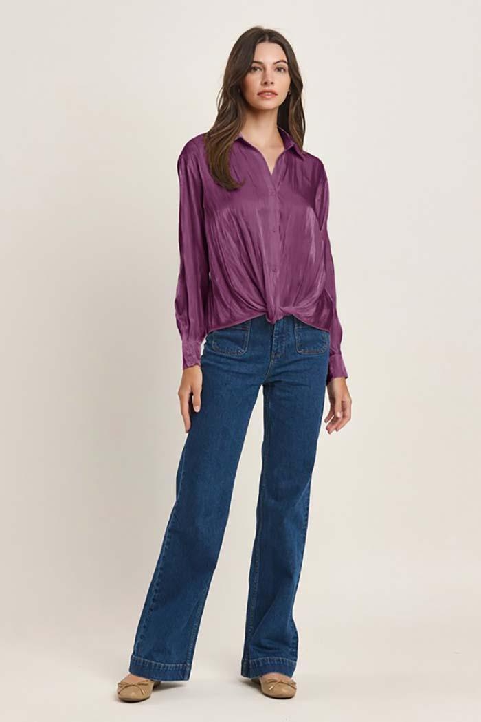 Twisted Hem Satin Blouse Product Image