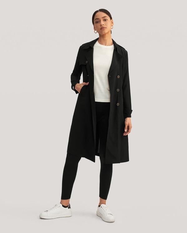 Classic Double-Breasted Silk Trench Coat Product Image