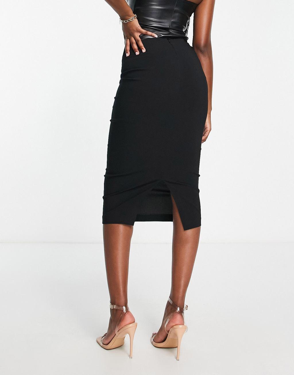 ASOS DESIGN high waist midi pencil skirt Product Image