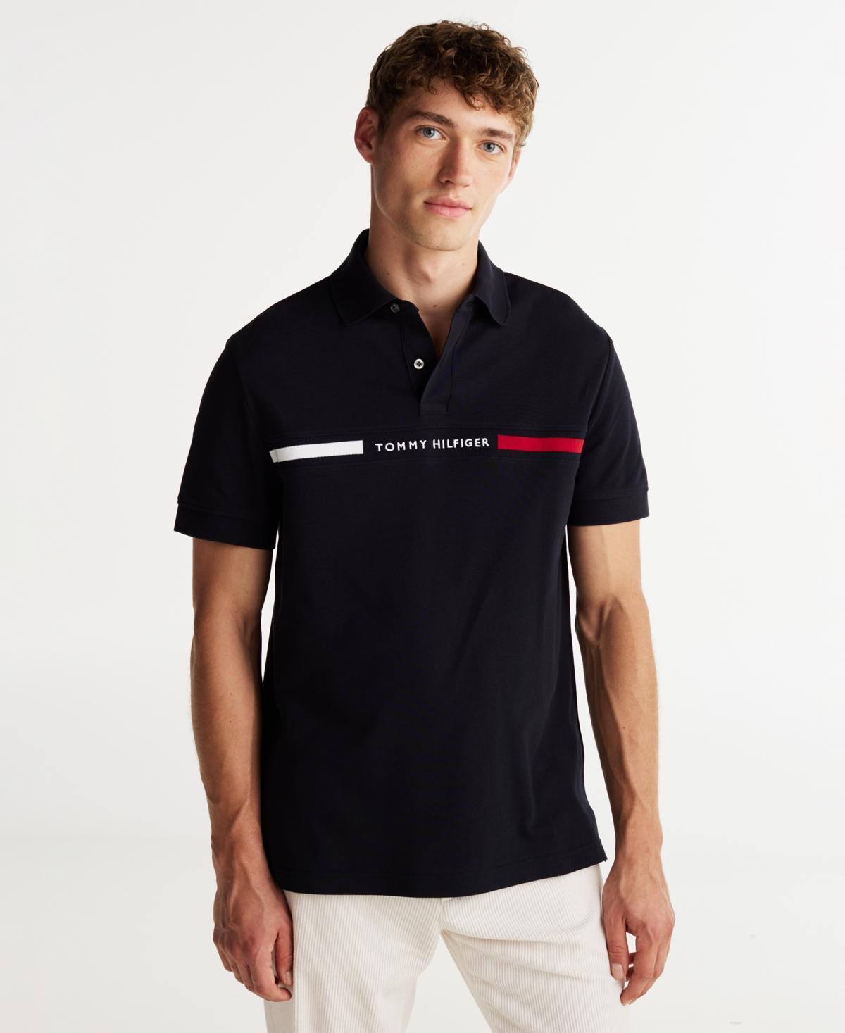 Tommy Hilfiger Mens Short Sleeve Embroidered Chest Stripe Polo Shirt Product Image