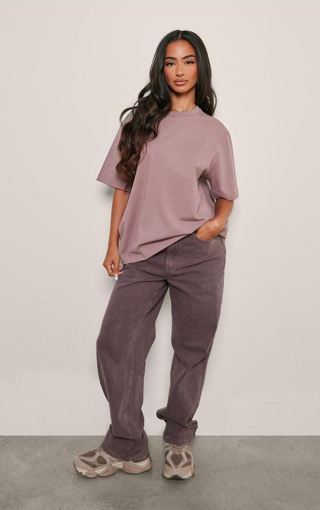 Petite Mauve Premium Cotton Oversized T-shirt Product Image