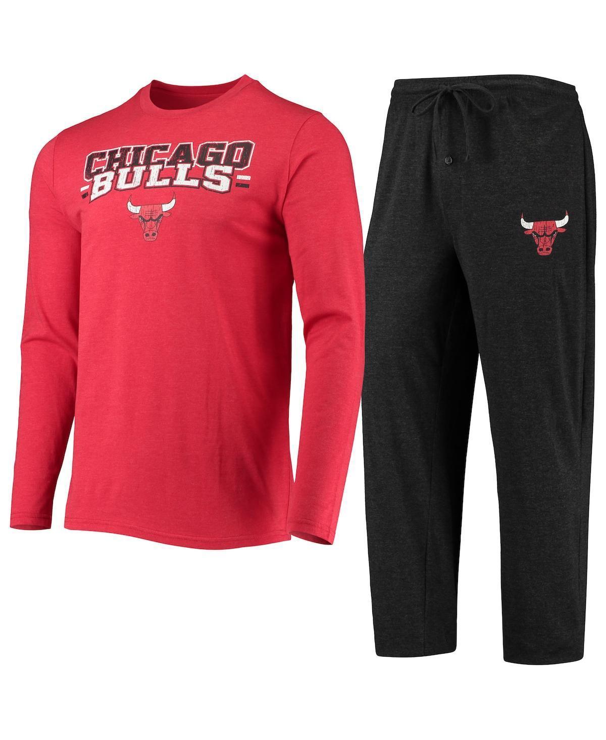 Mens Concepts Sport /Red Chicago Bulls Long Sleeve T-Shirt & Pants Sleep Set Product Image