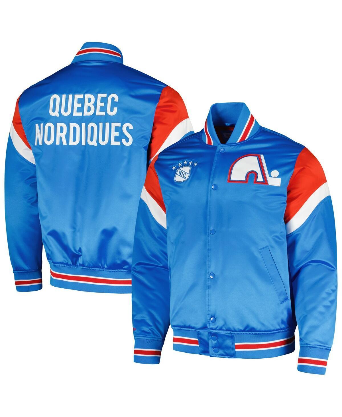 Mens Mitchell & Ness Blue Quebec Nordiques Midweight Satin Full-Snap Jacket Product Image