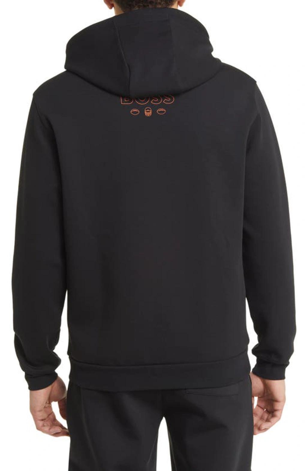 HUGO BOSS Boss X Nfl Cotton-blend Hoodie With Collaborative Branding In Bengals Charcoal Product Image