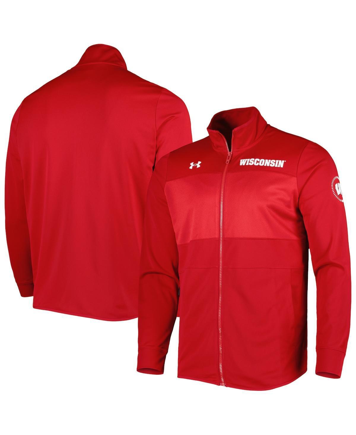 Mens Under Armour Wisconsin Badgers Knit Warm-Up Full-Zip Jacket Product Image