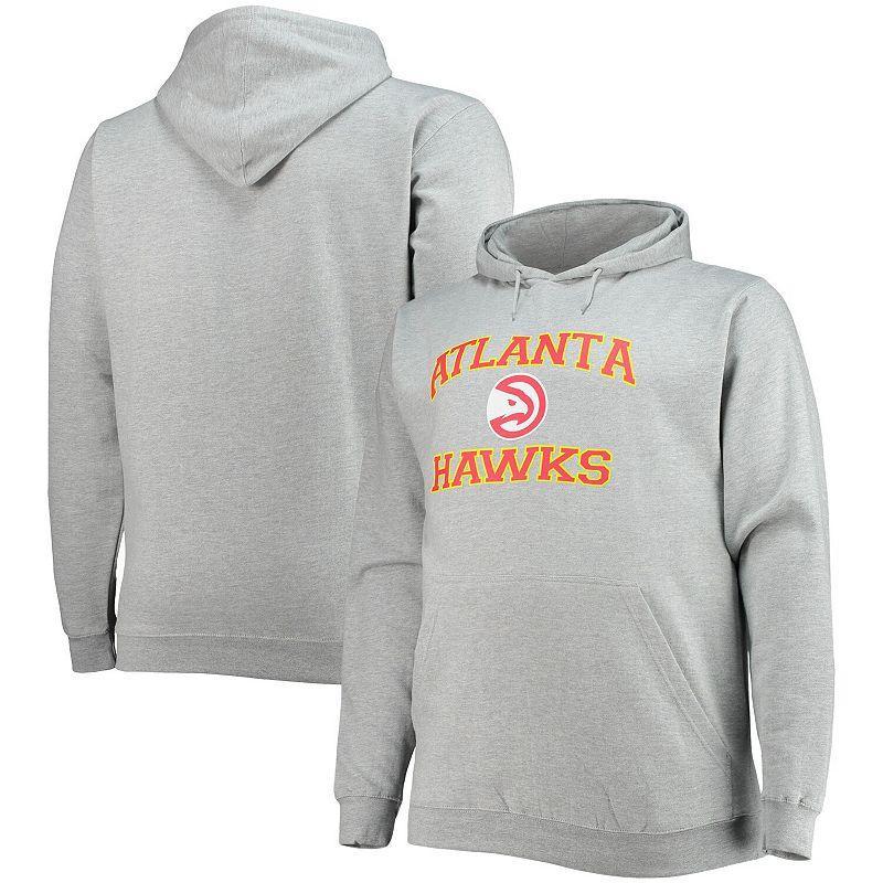 Mens Heathered Gray Atlanta Hawks Big & Tall Heart & Soul Pullover Hoodie HAW Grey Product Image