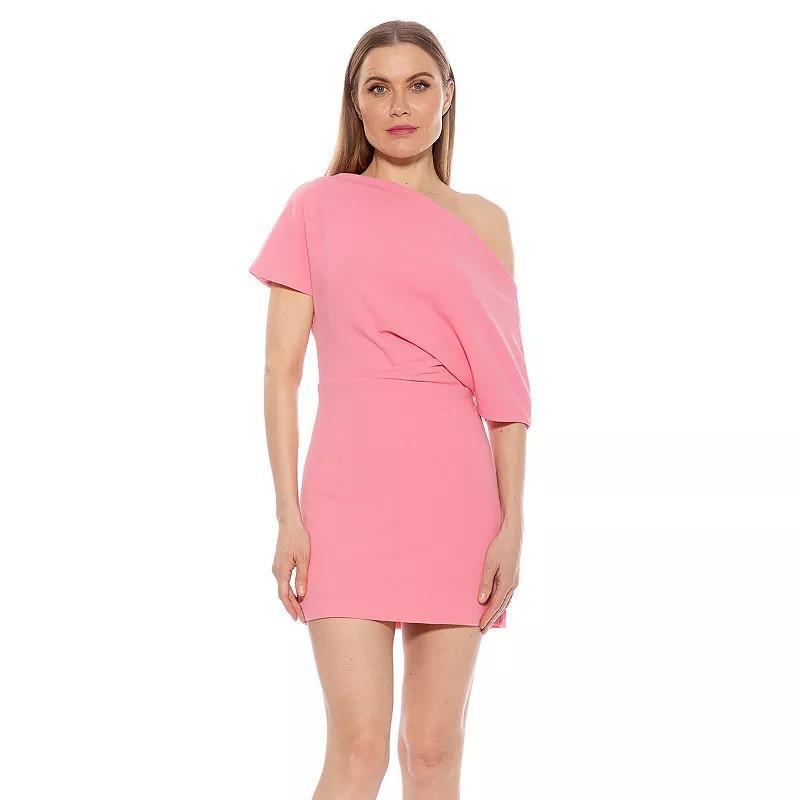 Womens ALEXIA ADMOR Draped Shoulder Mini A-Line Dress Product Image