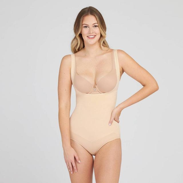 ASSETS by SPANX Womens Remarkable Results Open-Bust Brief Bodysuit - Beige Product Image