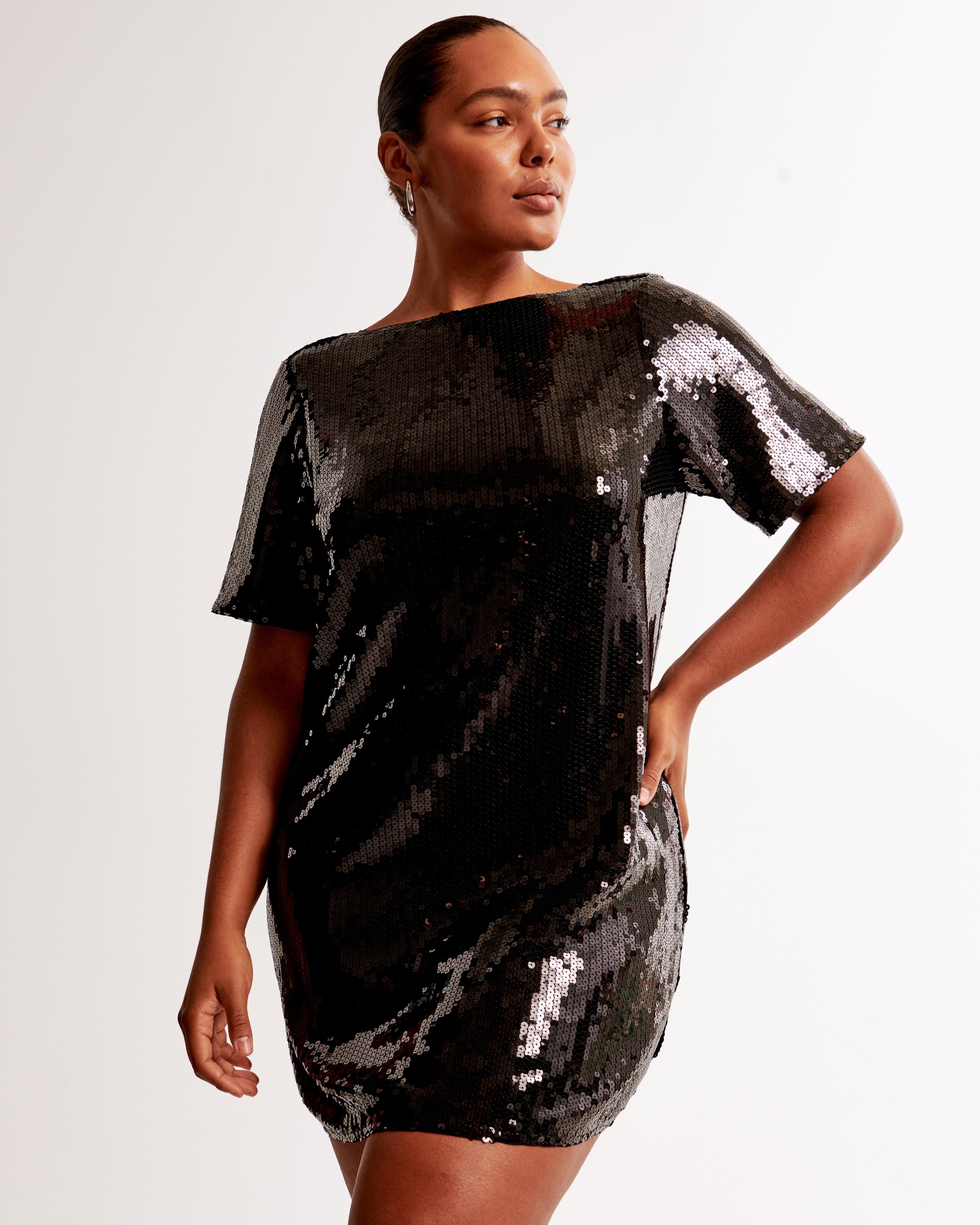 Sequin Tee Shift Mini Dress Product Image