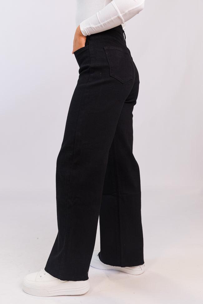 Kelsea Black Wash Wide Leg Jeans Product Image