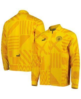 Men's Yellow Manchester City Pre-Match Raglan Full-Zip Training Jacket Product Image