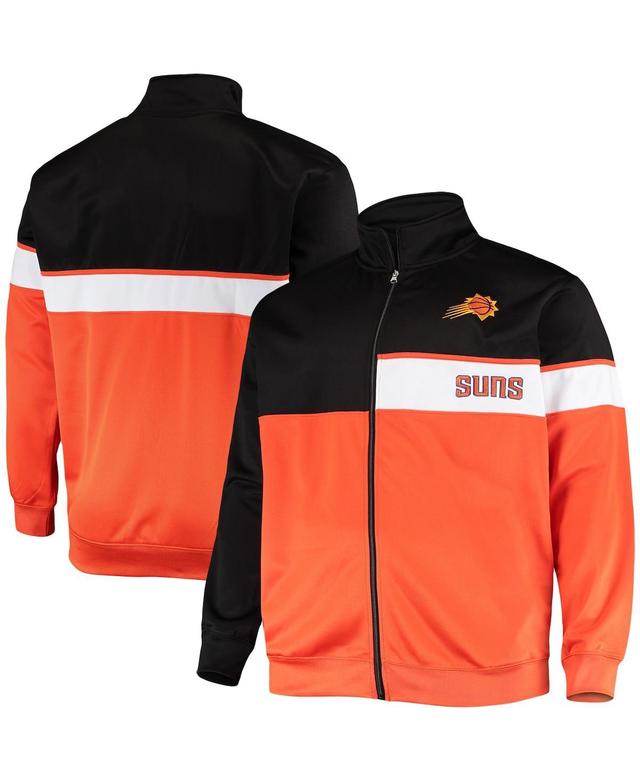 Mens Black/Orange Phoenix Suns Big & Tall Pieced Body Full-Zip Track Jacket Product Image