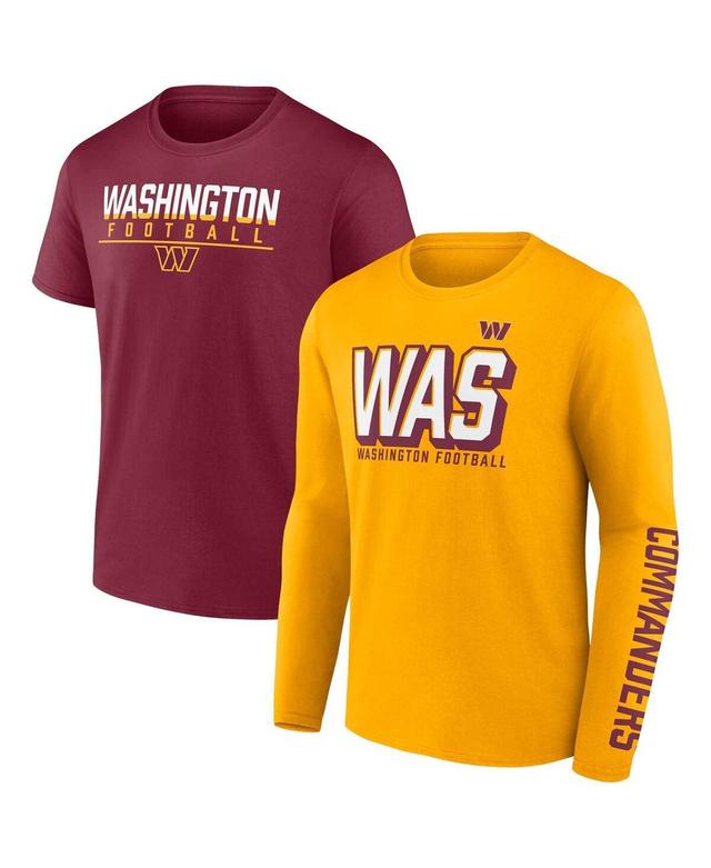 Mens Fanatics Branded Gold/Burgundy Washington Commanders Two-Pack T-Shirt Combo Set Product Image