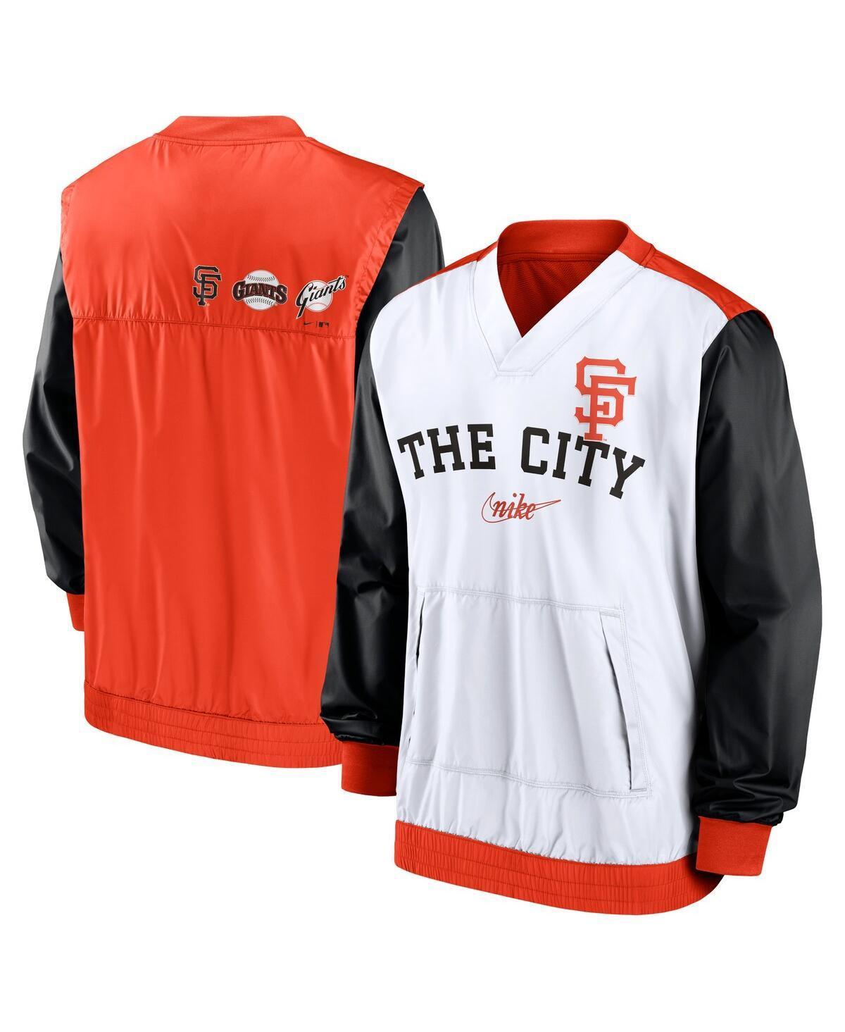 Mens Nike /Orange San Francisco Giants Rewind Warmup V-Neck Pullover Jacket Product Image