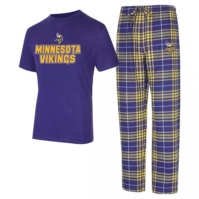 Mens Concepts Sport /Gold Minnesota Vikings Vector T-Shirt & Flannel Pants Sleep Set Product Image