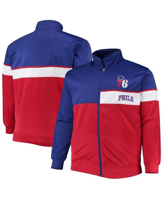 Mens Royal/Red Philadelphia 76ers Big & Tall Pieced Body Full-Zip Track Jacket Product Image