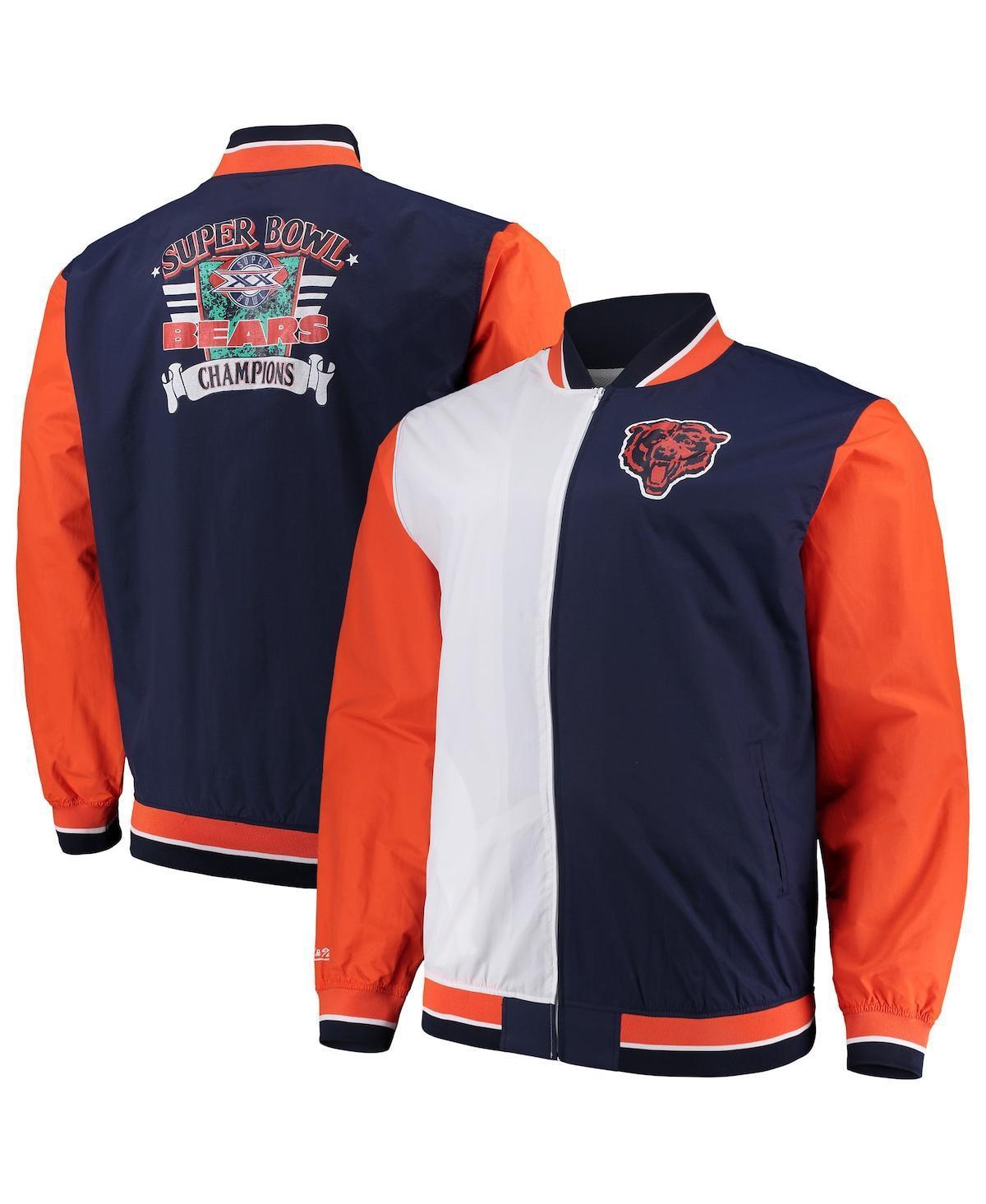 Mens Mitchell & Ness Navy Chicago Bears Big and Tall Team History 2.0 Warm-Up Jacket - Navy Product Image