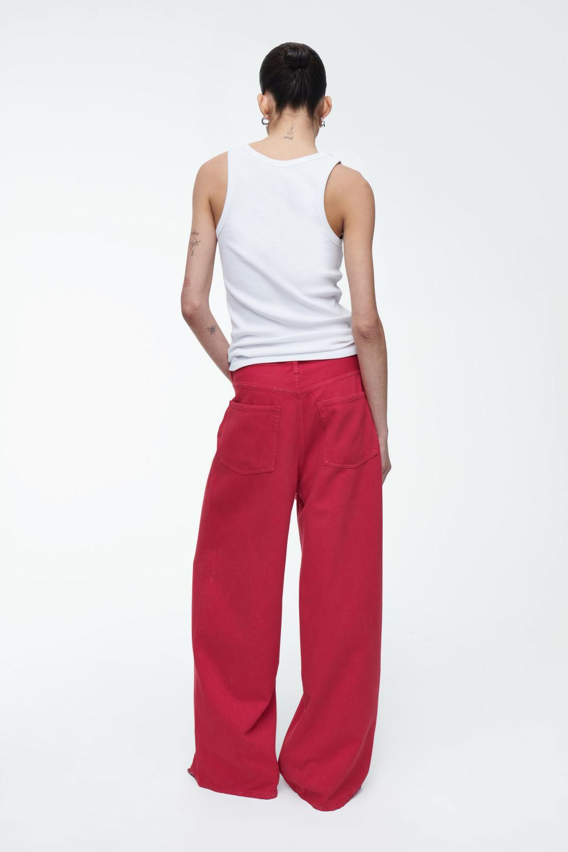 EXTRA WIDE-LEG DRAWSTRING DENIM PANTS Product Image