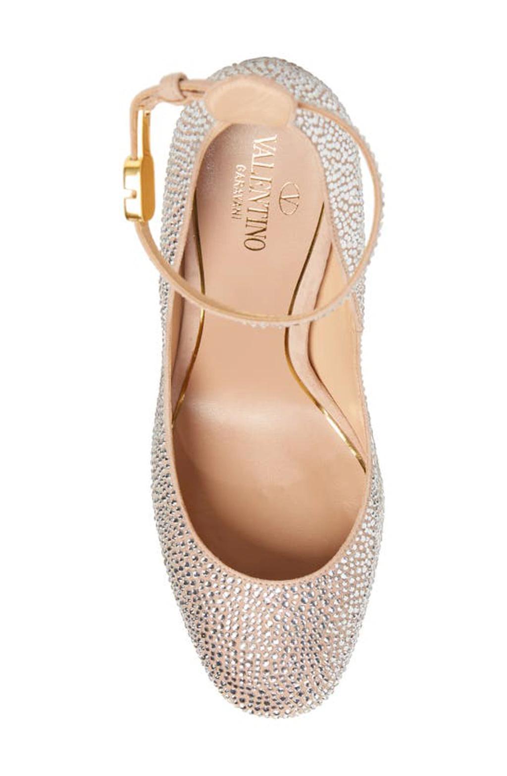 Crystal-embellished Leather Platform Pumps In Crystal Rose Product Image