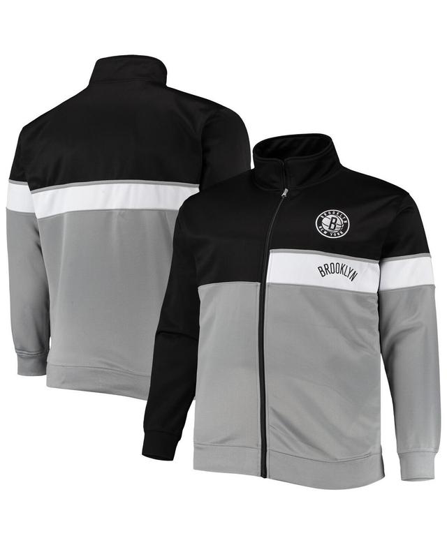 Mens /Gray Brooklyn Nets Big & Tall Pieced Body Full-Zip Track Jacket Product Image