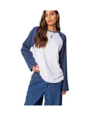 Edikted Womens Oversized Raglan Long Sleeve T Shirt Product Image