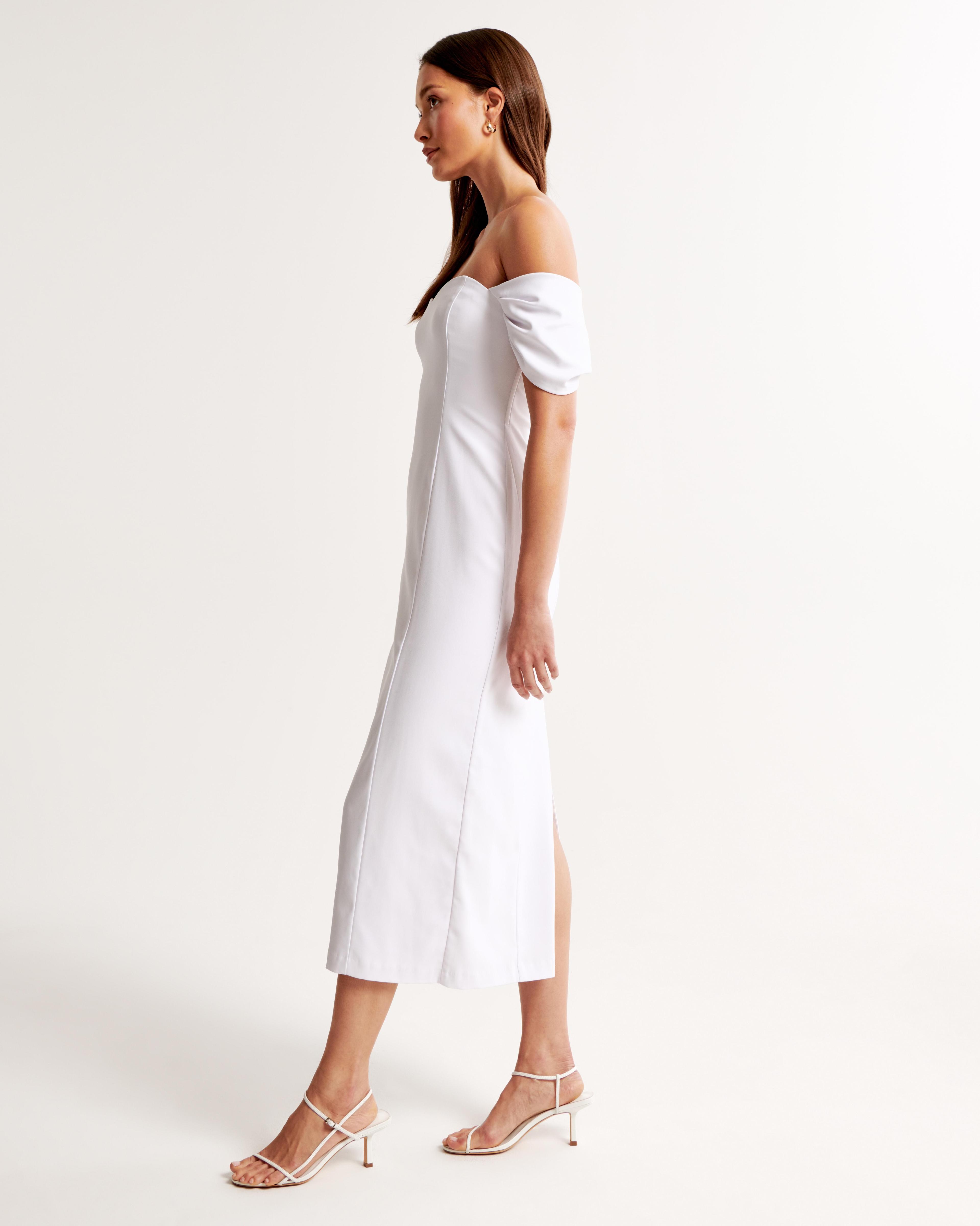 Clean Off-The-Shoulder Midi Dress Product Image