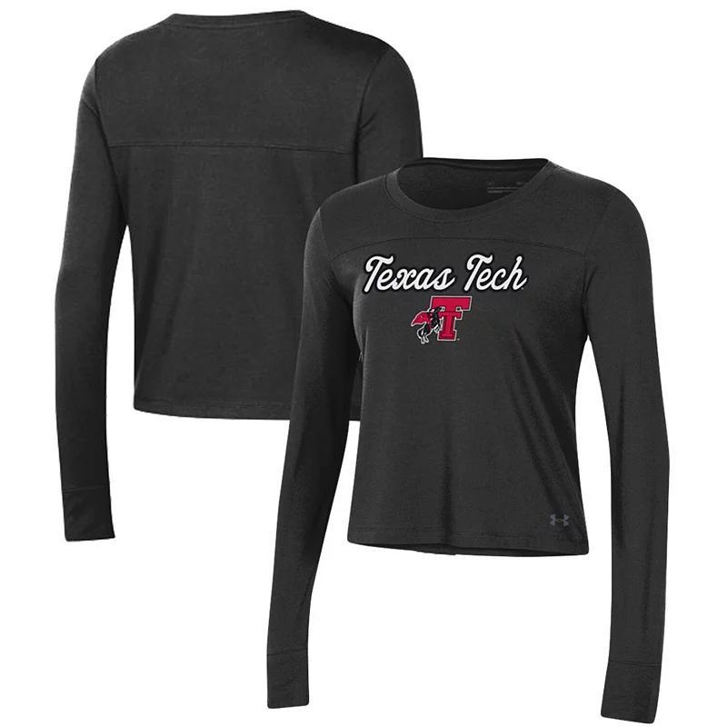 Womens Under Armour Black Texas Tech Red Raiders Vault Cropped Long Sleeve T-Shirt Product Image